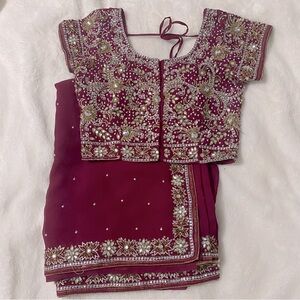 Purple saree with blouse